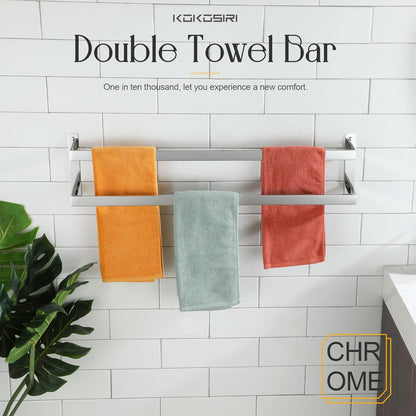 KOKOSIRI Towel Bars Black Bath Towel Holders 20 Inches Bathroom 2-Tiers Ladder Towel Rails Wall Mounted Towels Shelves Rack Stainless Steel, B5008BK-L20