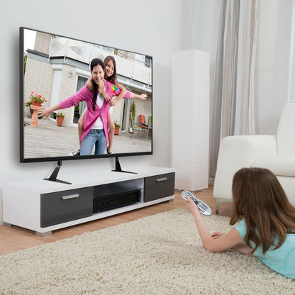 Suptek Universal TV Stands, Table Top TV Stand, Pedestal TV Stand for Most 17"-55" Screens, Height Adjustable TV Base Stand with Tempered Glass Base and Wire Management, Hold up to 40kg, VESA 75/400mm