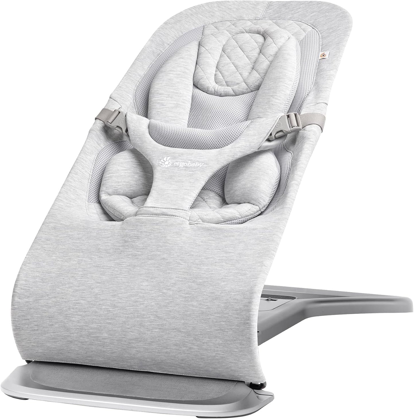 Ergobaby Evolve 3-in-1 Bouncer Seat for Babies and Toddlers 5.5-25 lbs Multi Position Baby Bouncer Seat with Adjustable Heights, Secure Harness, Newborn Insert, Light Grey