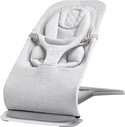 Ergobaby Evolve 3-in-1 Bouncer Seat for Babies and Toddlers 5.5-25 lbs Multi Position Baby Bouncer Seat with Adjustable Heights, Secure Harness, Newborn Insert, Light Grey