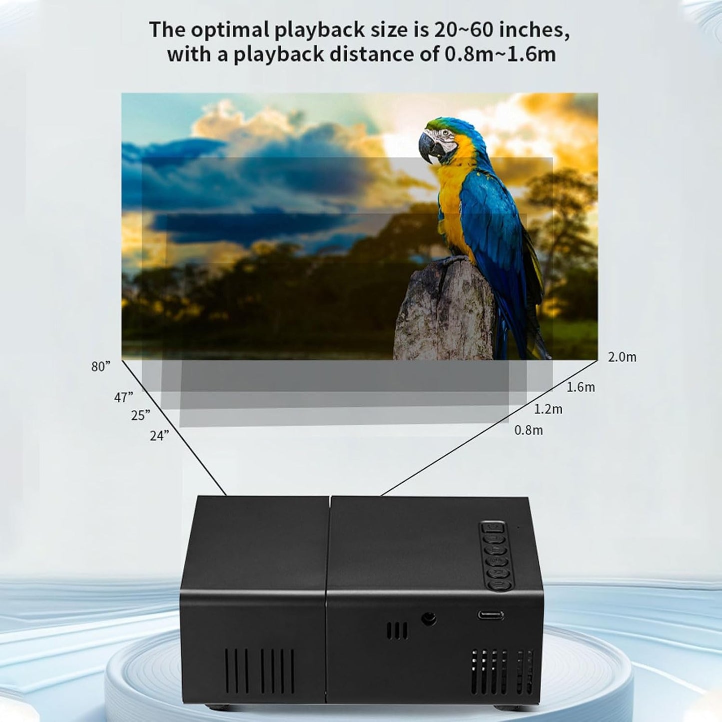 Tangxi Mini Projector, 1920x1080P Full HD Portable Movie Projector with 100ANSI 6000lm Brightness and Built in Speaker, Compatible with Smartphone TV Stick Laptop