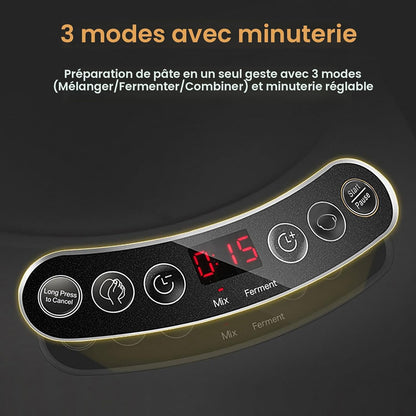 Joydeem JD-HMJ7L Machine à pâte électrique avec fonction de fermentation, minuterie pour micro-ordinateur, panneau tactile face vers le haut, 6,6 l, acier inoxydable 304