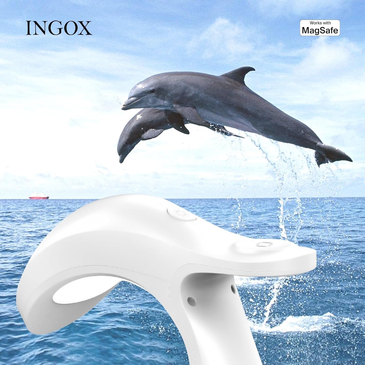INGOX 4 in 1 Magnetic Wireless Charger Stand for iPhone 16 15 14 13 12 Pro/Max/Plus/Mini, AirPods Pro/3/2, and Watch 9/8/7/6/SE/5/4/3, Fast Charging Station, White Dolphin, 20W