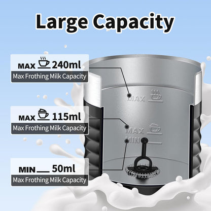 4 in 1 Electric Milk Frother: 10oz/350 mL Large Capacity Electric Milk Steamer for Hot and Cold Milk Froth - Automatic Milk Frother & Warmer for Latte, Cappuccinos, Macchiato, Hot Chocolate