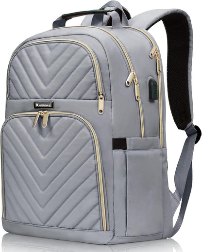 Laptop Backpack for Women Men, Large School Backpack for Girls with USB Charging Port, 17.3 Inch Work Travel Laptop Back Pack, College Student Bookbag Casual Daypacks, Black