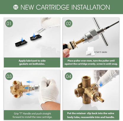 1222 Replacement Cartridge for One Handle Posi Temp Shower Cartridge Replacement,Brass & Plastic,Without Removal Tool