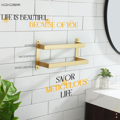 KOKOSIRI Towel Bars Black Bath Towel Holders 20 Inches Bathroom 2-Tiers Ladder Towel Rails Wall Mounted Towels Shelves Rack Stainless Steel, B5008BK-L20