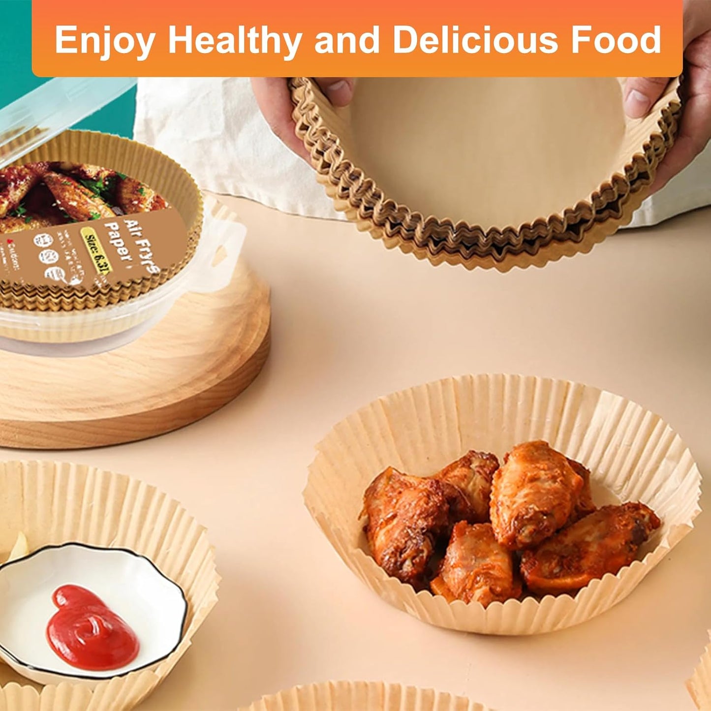 Air Fryer Liners,100Pcs 8.6" Square Air Fryer Parchment Paper Liners for 3 to 8 QT Baskets, Non-Stick & Oil Proof and Food Grade Baking Alternative to Foil for Easy Cleanup