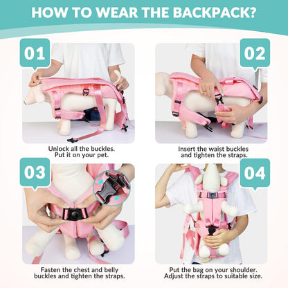 SlowTon Dog Carrier Backpack for Small Medium Dogs, Legs Out & Easy-Fit Dog Cat Puppy Front Carriers Bag for Pet Up to 35lbs, Adjustable Breathable Pet Backpack for Traveling Camping Hiking