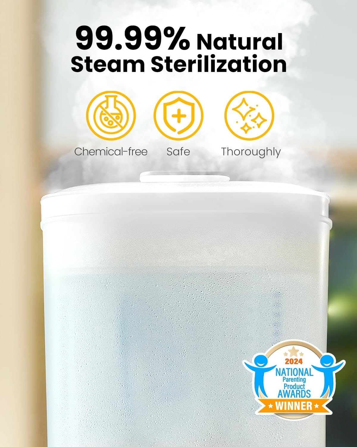 HAUTURE 6-in-1 Electric Steam Baby Bottle Sterilizer and Dryer, Fast Baby bottles & pump parts, BPA-free large capacity, auto shut-off steam dry, pacifier & accessory sanitizer for daily feeding