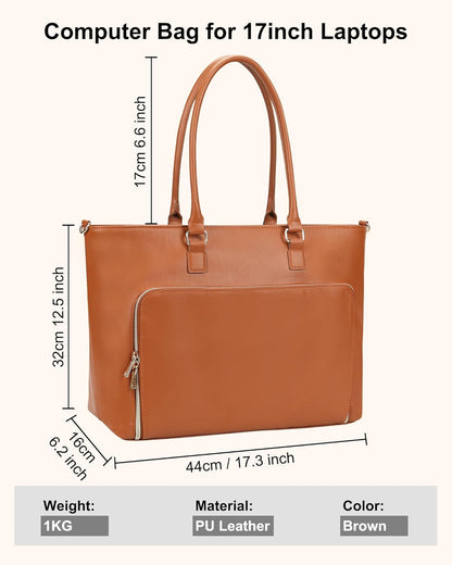 Laptop Bag for Women 17.3 Inch Laptop Tote Bag Large Work Tote Bag Waterproof Work Bag Teacher Bag with USB Charging Port Computer Tote Bag Nylon Handbag Satchel Shoulder Bag(17.3 inch, Black) - PuriLite