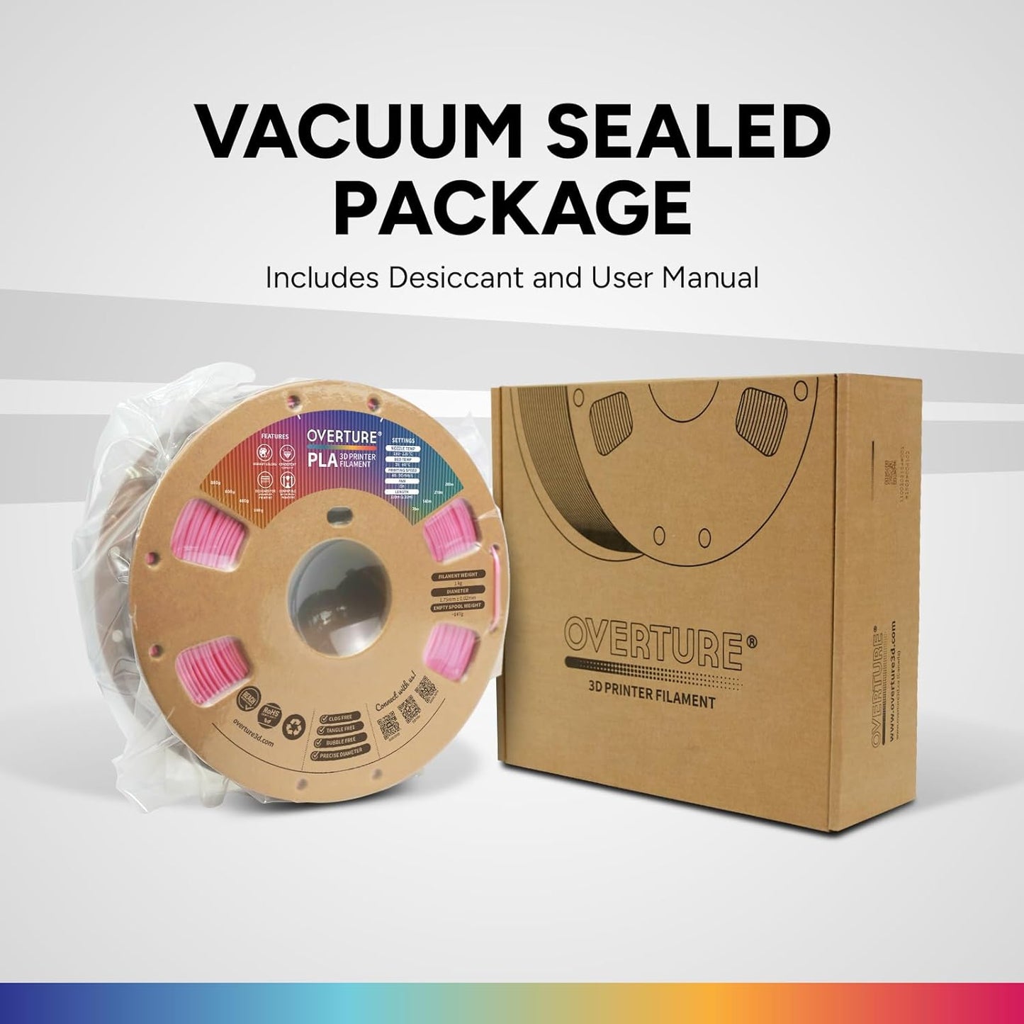 OVERTURE PLA Filament 1.75mm PLA 3D Printer Filament, 1kg Cardboard Spool (2.2lbs), Dimensional Accuracy +/- 0.02mm, Fit Most FDM Printer (Black 1-Pack)