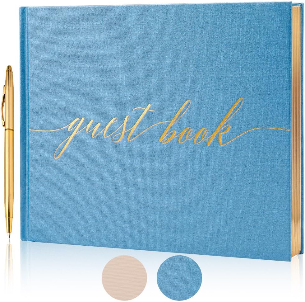 Wedding Guest Book,10 * 8in Guest Book for Wedding Receptions, Baby Shower, Funeral, Birthdays, and Celebration Events, 100Pages Polaroid Guest Book Wedding Decorations 2 Stickers and a Pen