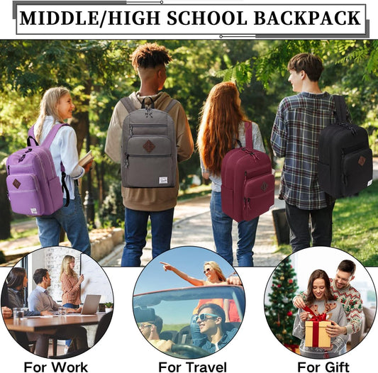 School Backpack for Men Women,Vaschy Lightweight School Bag Bookbag Casual Daypack for High School/College/Teens/Travel/Work - PuriLite