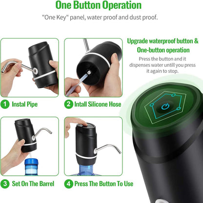 5 Gallon Electric Drinking Portable Water Dispenser, Universal USB Charging Water Bottle Pump for 2-5 Gallon with 2 Silicone