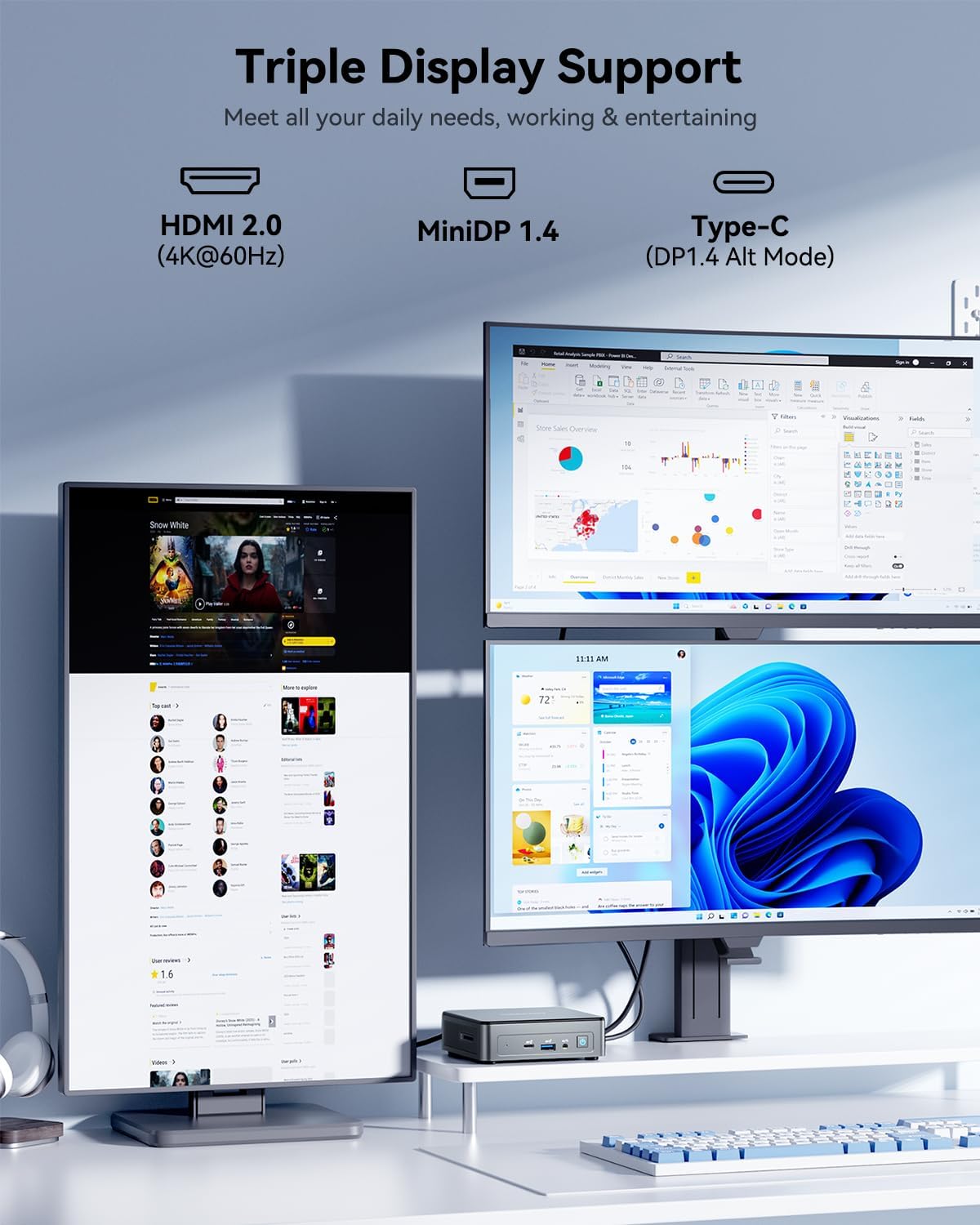 GEEKOM Air12 Mini PC(3-Year Quality Support) with 13th Gen Intel N150, 16GB DDR5 RAM 512GB M.2 2280 NVMe Gen3*4 SSD, Mini Desktop Computer, 4K Dual Display/HDMI2.0/DP 1.4/WiFi6/BT5.2/SD Slot