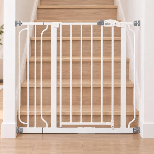 Regalo Easy Step 38.5-Inch (97.75cm) Extra Wide Baby Gate, Award Winning Brand, Includes 6-Inch (15.25cm) Extension Kit, 4 Pack Pressure Mount Kit and 4 Pack Wall Mount Kit