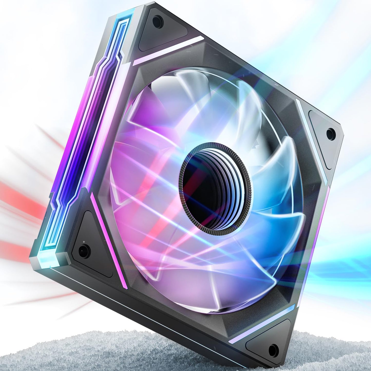 AsiaHorse AMICI-5GT RGB PC Fans, Infinity Mirror ARGB Fans HDB Bearing Fan Speeds Up to 1800 RPM with 24 LED Lights, Forward Blade Fan Compatible Motherboard Aura SYNC (Reverse Blade, 3_Pack_Black)