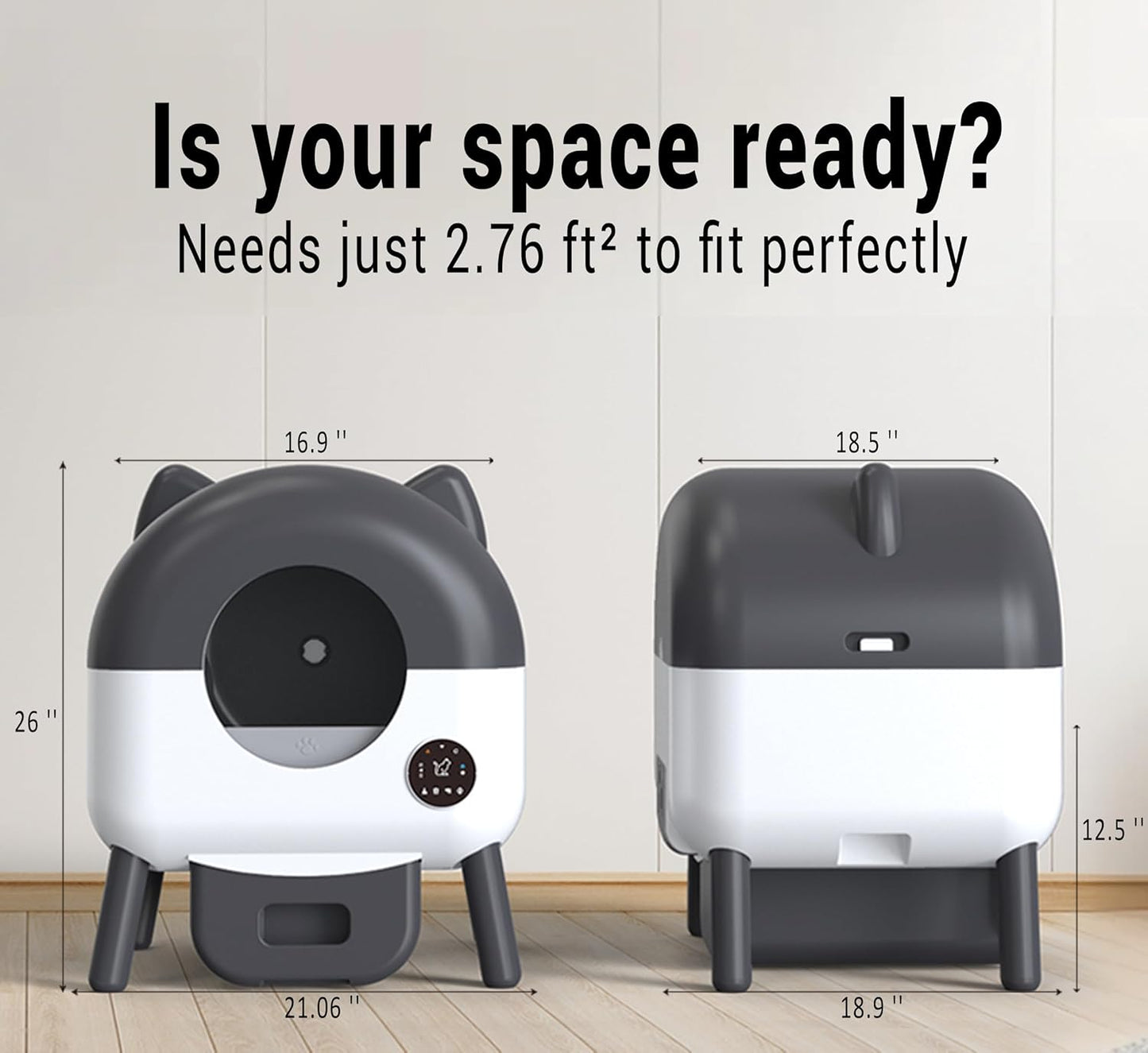 Self-Cleaning Cat Litter Box, Extra Large 110L Automatic Litter Box, App Control-No Scoop, Odor-Free, Large Electric Kitty Litter-Boxes for Multi-Cat, Includes Mat, 2 Garbage Bags
