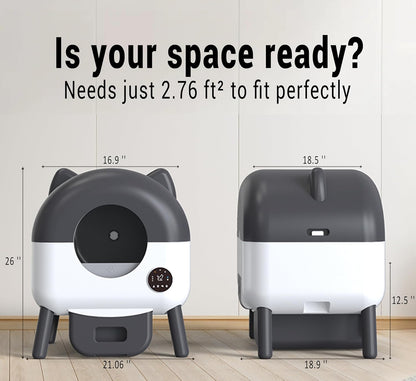 Self-Cleaning Cat Litter Box, Extra Large 110L Automatic Litter Box, App Control-No Scoop, Odor-Free, Large Electric Kitty Litter-Boxes for Multi-Cat, Includes Mat, 2 Garbage Bags