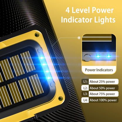 WARSUN Portable Rechargeable Magnetic Work Light, LED Flood Light Waterproof for Outdoor Camping Hiking Emergency Car Repairing (USB + Solar Charging, Yellow)