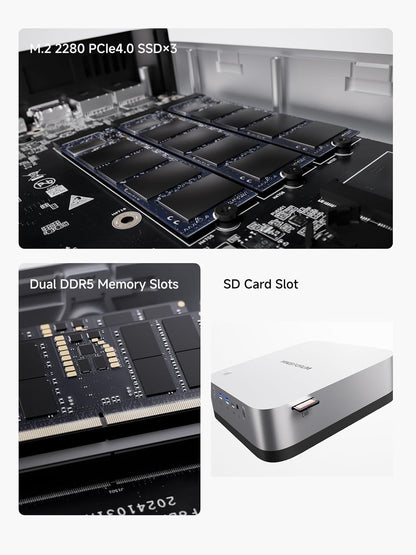 MINISFORUM AI Mini PC X1 Pro AMD Ryzen AI 9 HX370(12 Cores/24 Threads, up to 5.1GHz)&AMD Radeon 890M Mini Gaming Computer,96GB DDR5 2TB PCIe 4.0 SSD, 8K Quad Display,Dual 2.5 LAN/WIFI7/BT5.4/Oculink