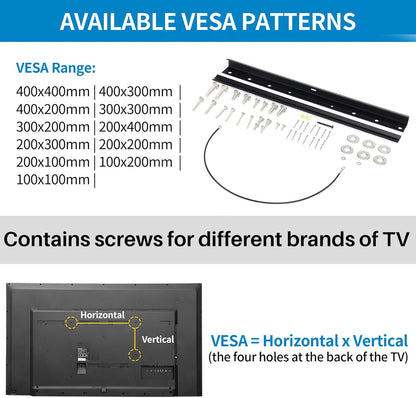 Studless Drywall TV Mount for 12-55 inch TVs, No Stud TV Wall Bracket Max VESA 400x400mm up to 100 lbs Universal Fits Most LED LCD Plasma Flat/Curved Screen TVs & Monitors