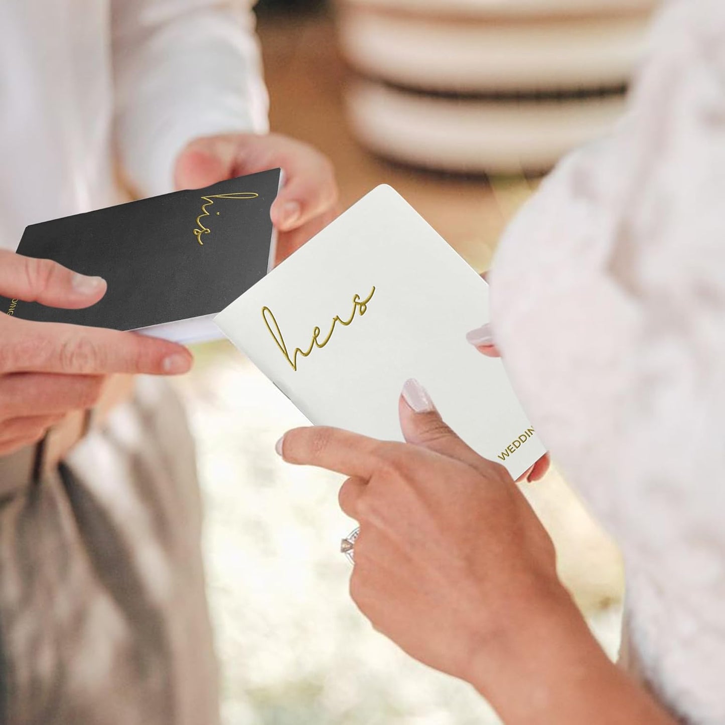 WeddingGiftsWedding Vow Books His and Hers Soft Touch Gold Foil Engraving Vow Books Wedding Essentials Wedding Accessories(TR-HH-Black)