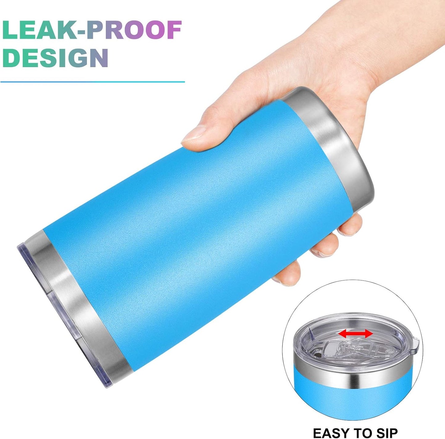 VEGOND 20oz Tumbler with Lid and Straw Stainless Steel Tumbler Cup Bulk Vacuum Insulated Double Wall Travel Coffee Mug Powder Coated Coffee Cup (Bluish Violet 6 Pack)