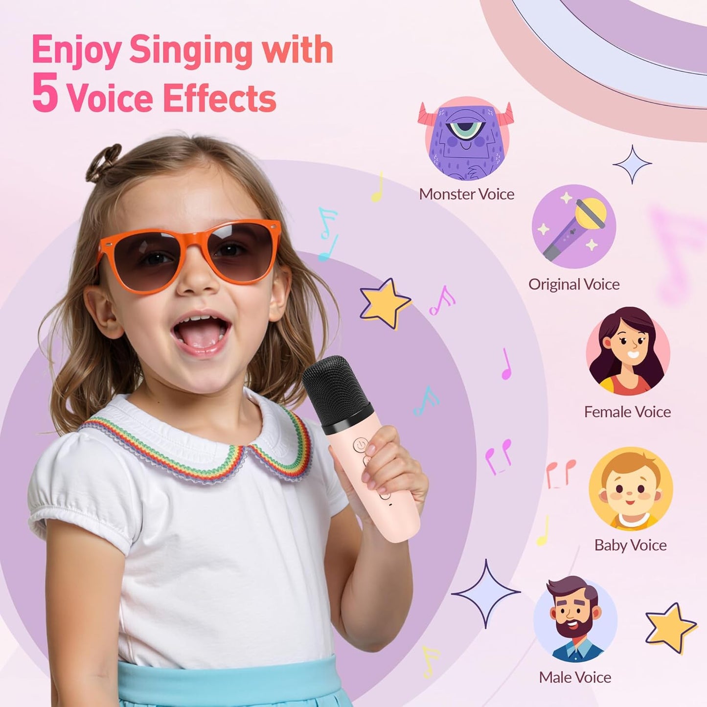 Karaoke Machine, Portable Bluetooth Karaoke Speaker with 2 Wireless Microphones and Party Lights for Kids and Adults, Birthday Gifts for Girls Boys Family Home Party (Beige2)