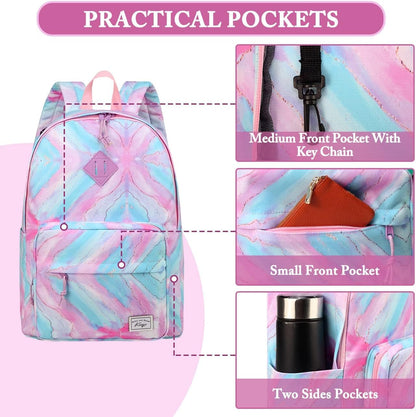 School Backpack, Kasqo 15.6 Inch Classic Lightweight Water-Resistant Backpack for Men Women Teens Girls Boys Kids to School, College, Travel, Work, Black