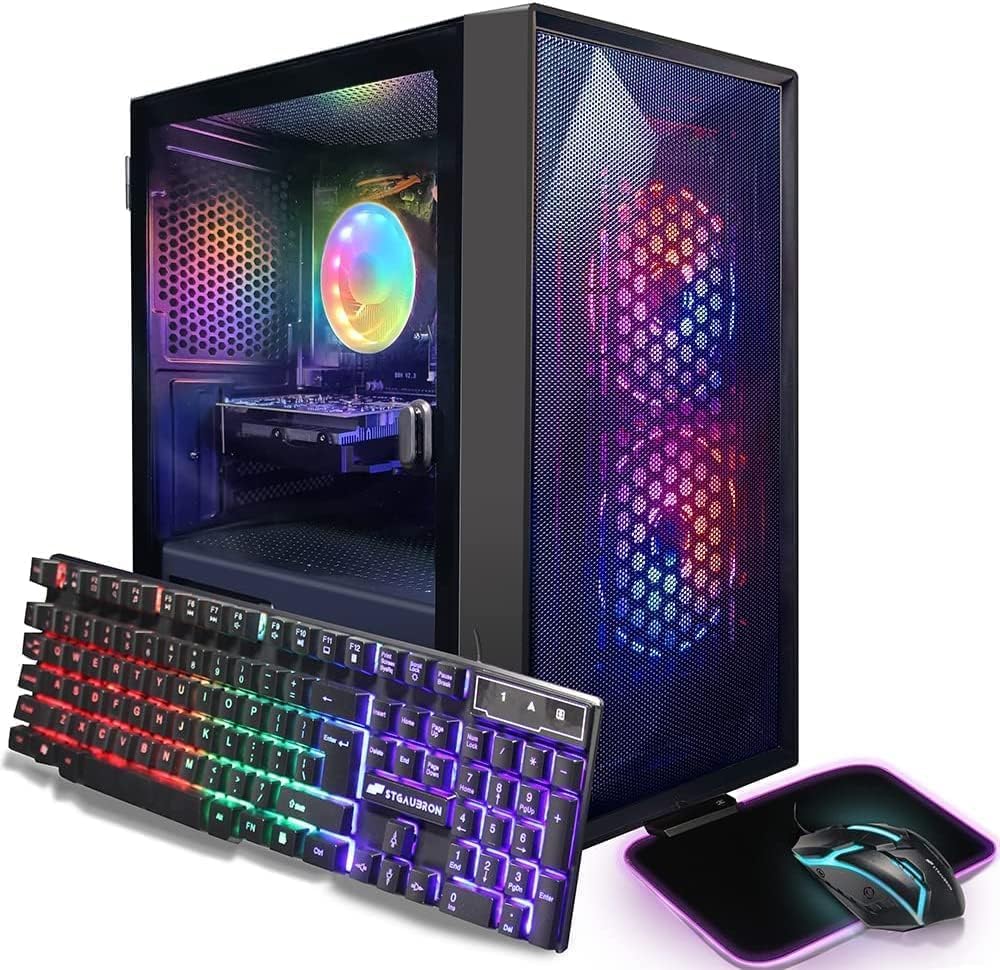 STGAubron Gaming PC Computer Desktop, GeForce RTX 2060 Super, Intel Core i7 8th up to 4.1GHz, 16G DDR4, 1T SSD, 600M WiFi, BT 5.0, RGB Fan x6, Windows 11 Home