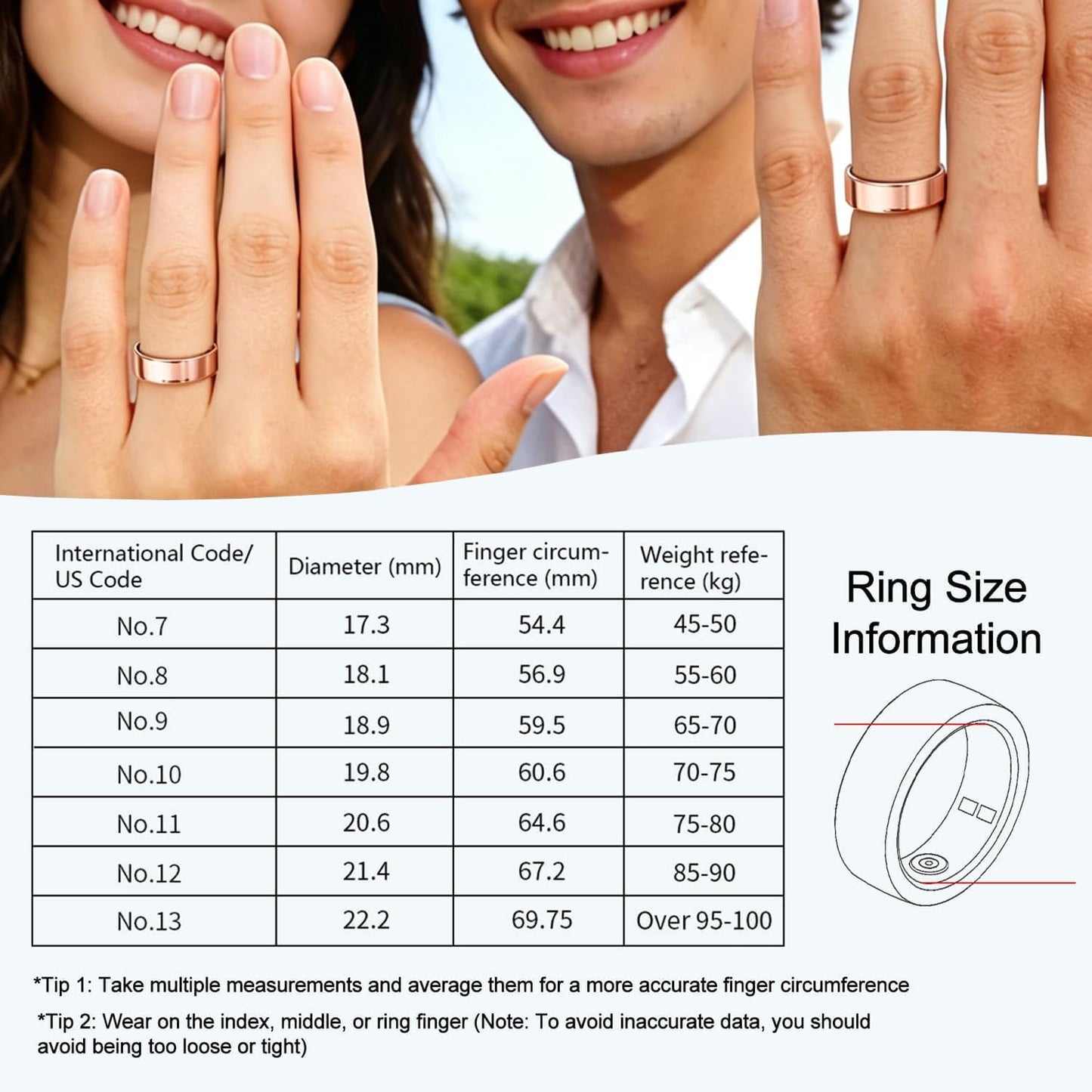 Smart Ring for Women Men,Birthday Gifts for Women Men - Health & Activity Tracker with Heart Rate,Sleep Monitoring/Motion Tracking,Waterproof & No Subscription Required (Rose Gold #8)