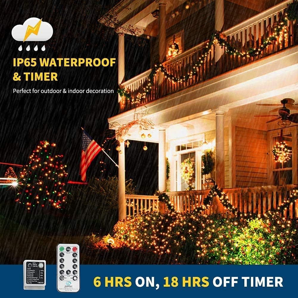 Haili Halloween Lights Outdoor, 105 FT 300 LED Halloween String Lights with Memory Function, Plug in 8 Mode String Lights for Halloween,Christmas,Party, Patio, House Decoration (Purple Orange)