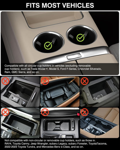 Car Desk & Cup Holder Tray | 360° Rotating Wooden Car Table for Laptop, Meals & Travel