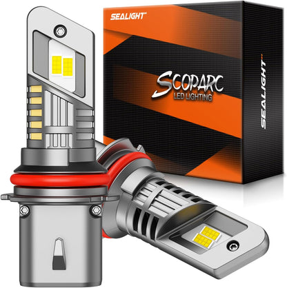 SEALIGHT H7 LED Headlight Bulbs, 800% Super Bright, 6500K Cool White Light Bulbs with Cooling Fan, 1:1 Mini Size H7 led headlight,H7 Halogen Replacement 3 Mins Plug-N-Play, Pack of 2
