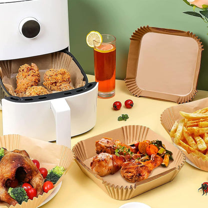 GOFFUGT Air Fryer Disposable Paper Liner,100PCS Round Airfryer Paper Liners,9" Natural Parchment Paper for Air Fryer Oil-Proof Water-Proof,Food Grade Parchment for AirFryer,Steamer,Microwave Etc