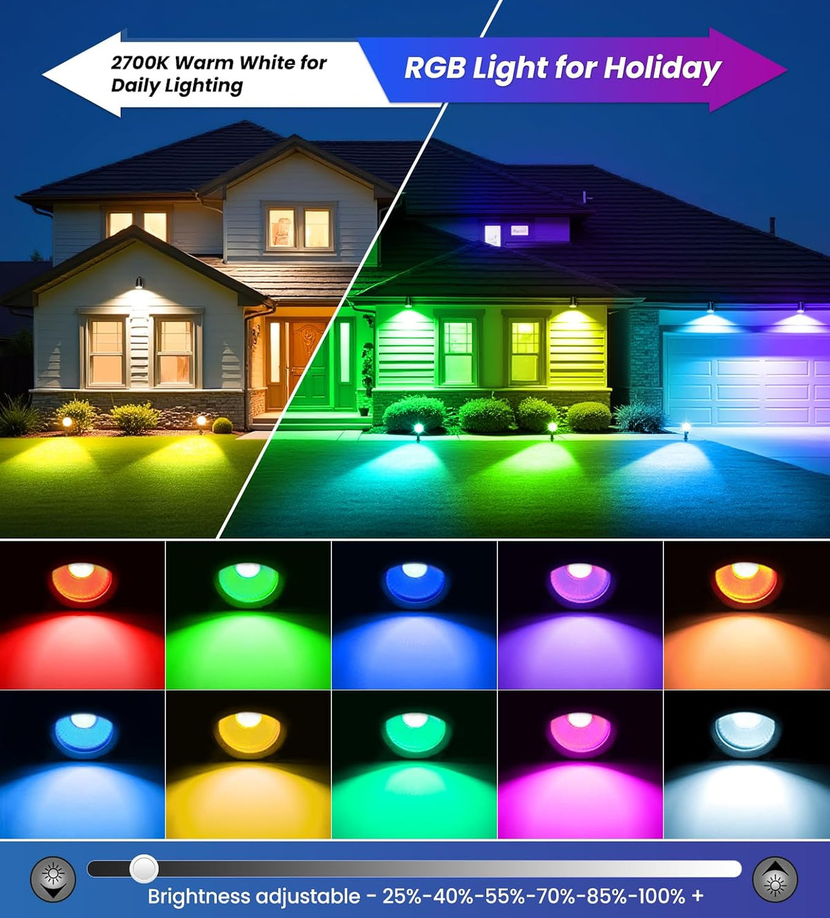 MEIKEE 15W RGBW LED Landscape Lights, Dimmable Landscape Lighting