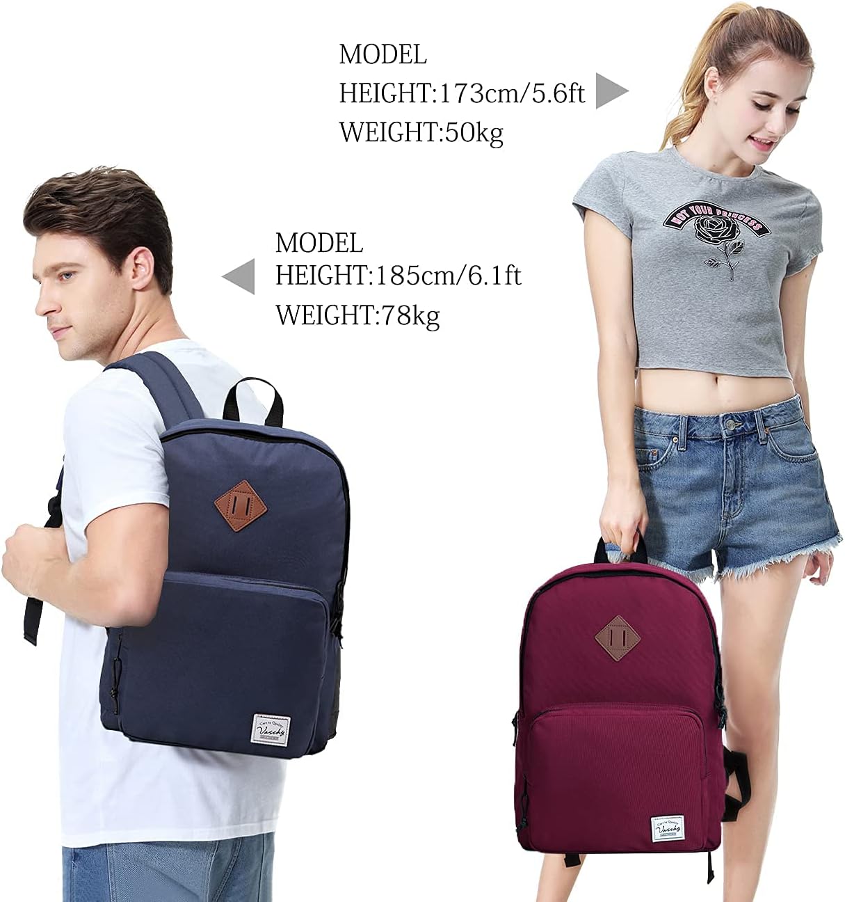 VASCHY Lightweight School Backpack for Women with Sleeve for 14" Laptop