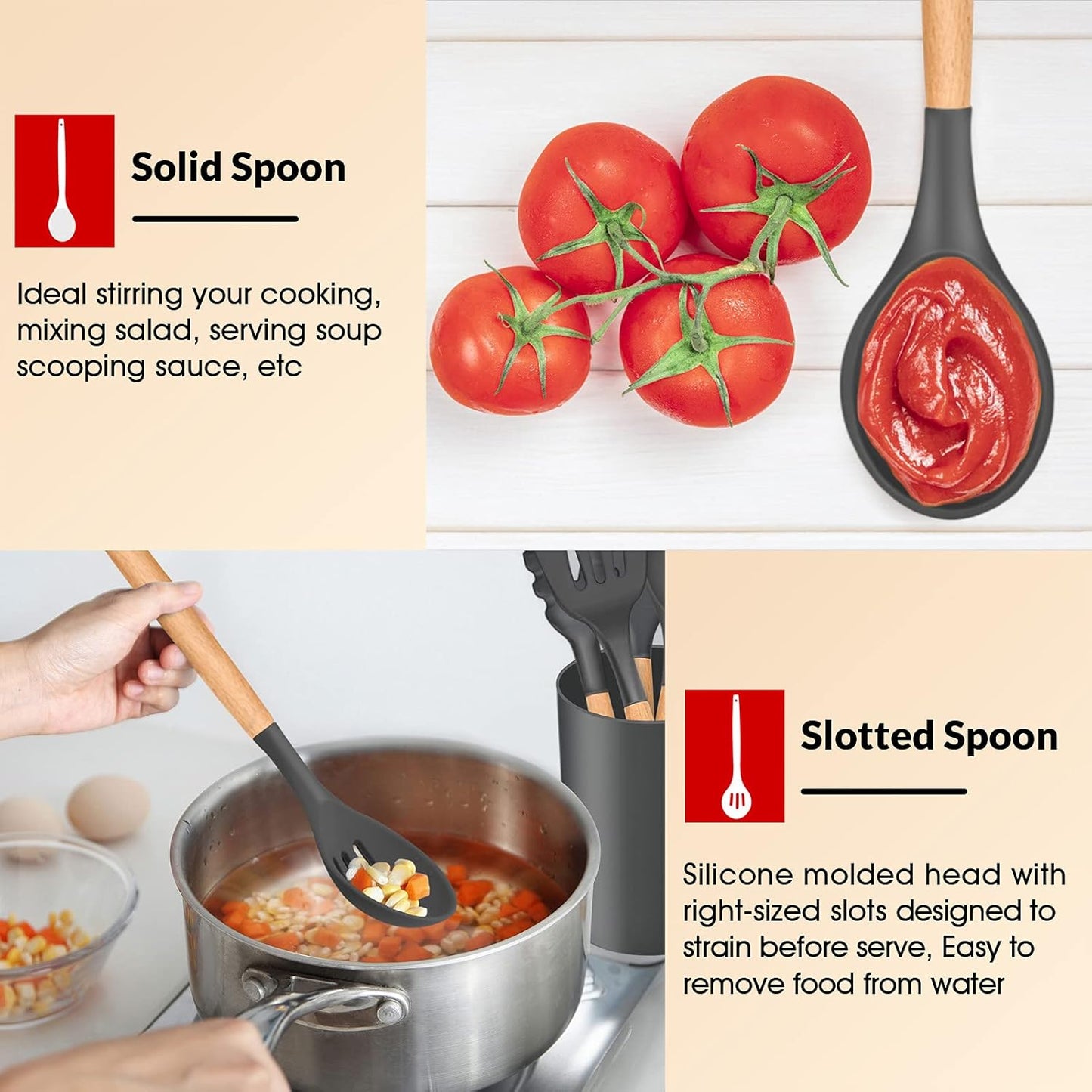Purilite Select 6-Piece Silicone Cooking Utensil Set