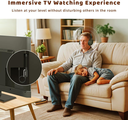 Holdsound Wireless Headphones for TV Watching, TV Headphones Wireless for Seniors with USB Transmitter, 25hrs, No Lip-Sync Delay, Plug and Play, Gifts for Elderly,Light Black