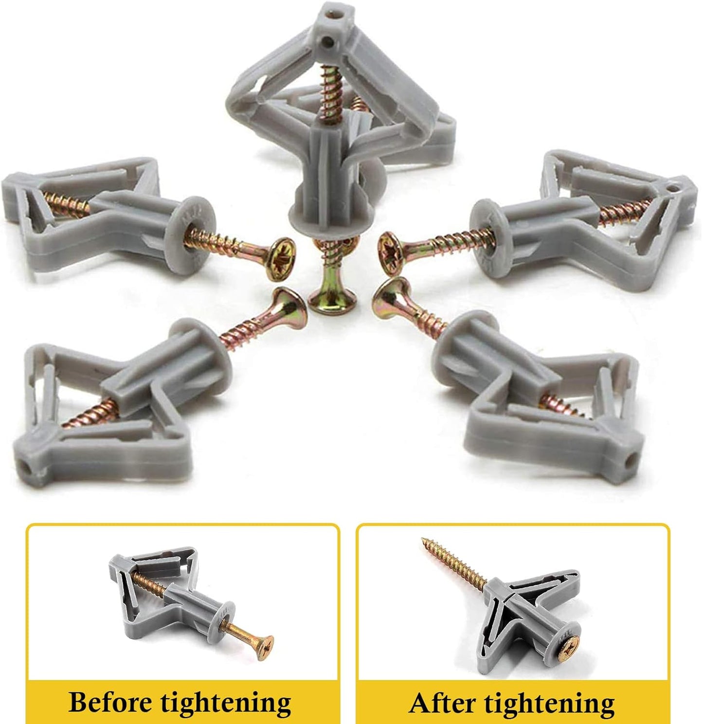 Drywall Anchor kit - Hollow Wall Anchors with Screws ，self-Drilling Hollow Wall Anchor, for Drywall，Nylon - Plastic - Buildex,60pcs (Anchor 30pcs+screw 30pcs)