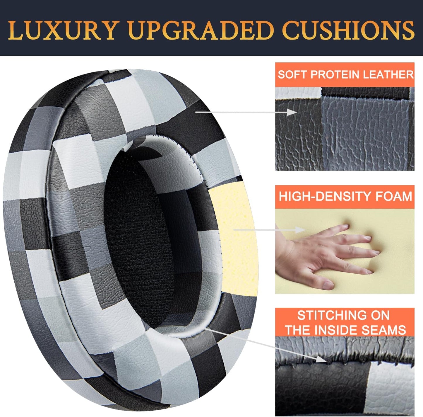 SOULWIT Replacement Earpads for Skullcandy Hesh 3/ANC/Evo & Crusher Wireless/ANC/Evo & Venue ANC Over-Ear Headphones, Ear Pads Cushions with Noise Isolation Foam - Hesh3 PL Black