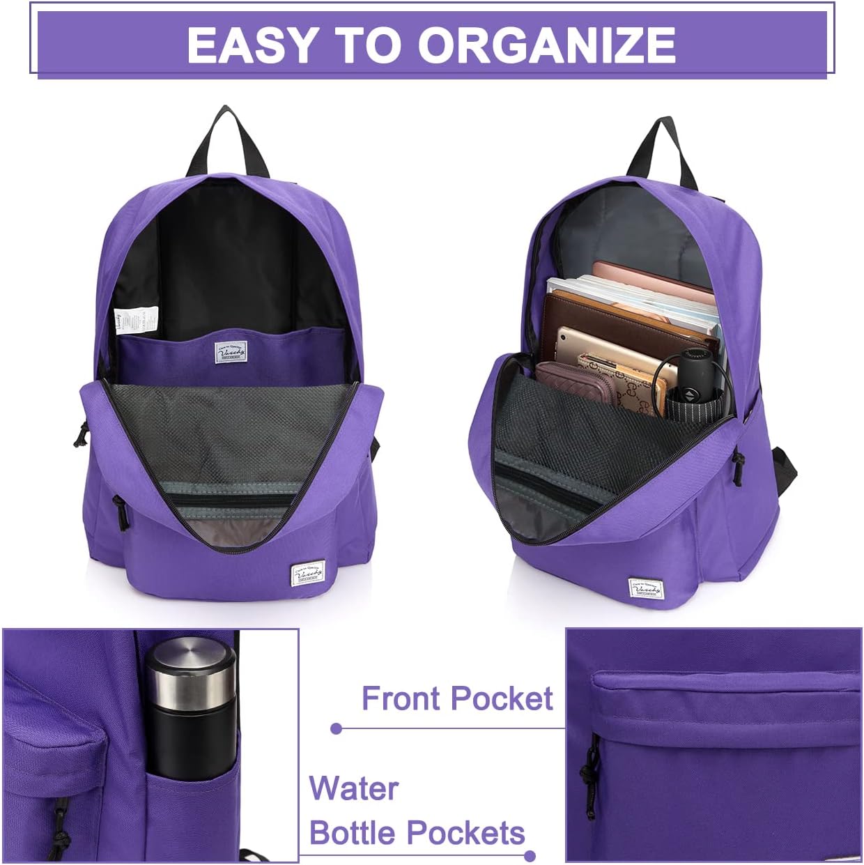 School Backpack for Kids, VASCHY Lightweight Water Resistant Casual Schoolbag Daypack for Men Women Teen Boys Girl Bookbag