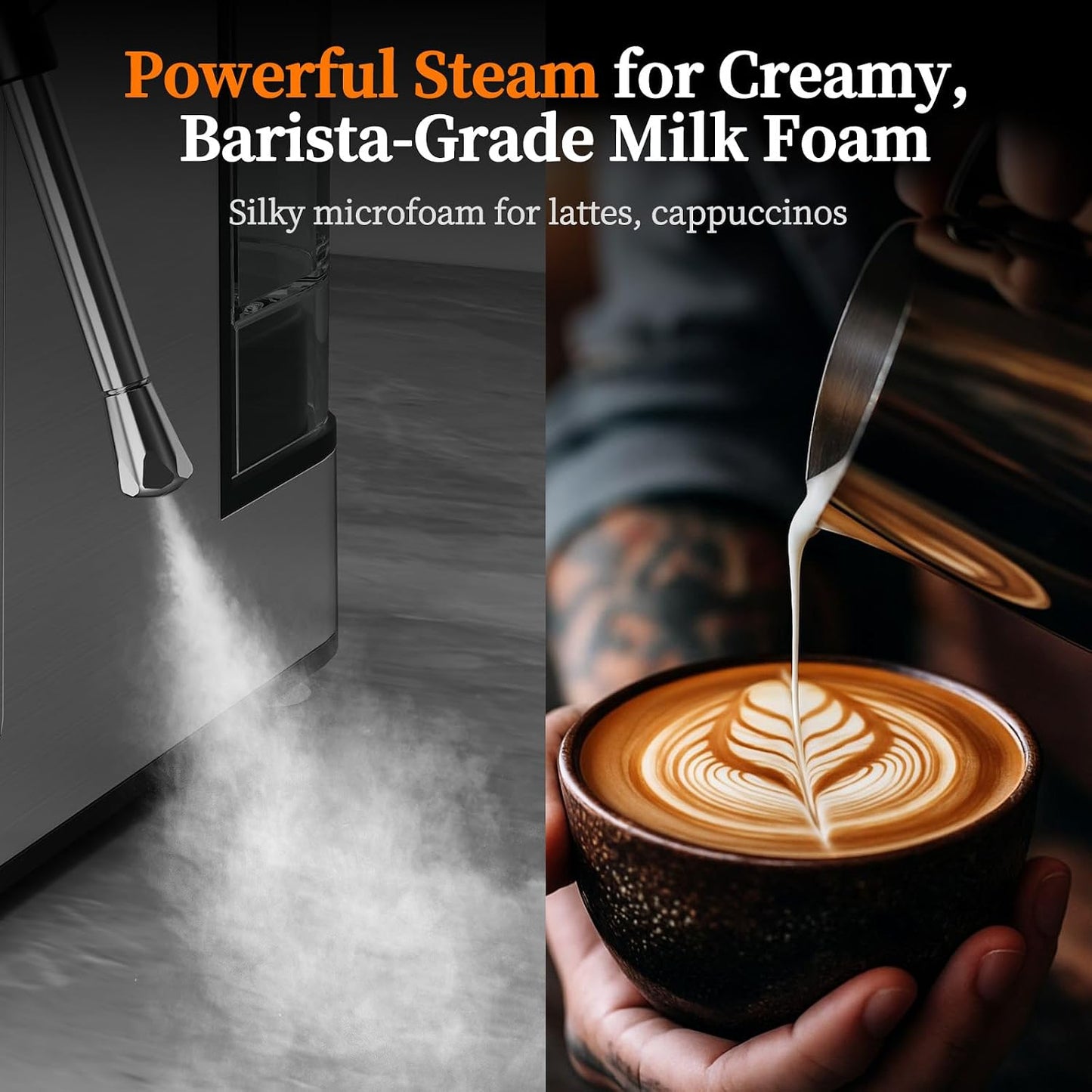 20Bar Espresso Machine with Milk Frother, Cold Brew, Touch Screen | Create Barista-style Espresso, Latte, Cappuccino at Home, Fast Heat, PID Control and Easy Touch Operation, Sliver