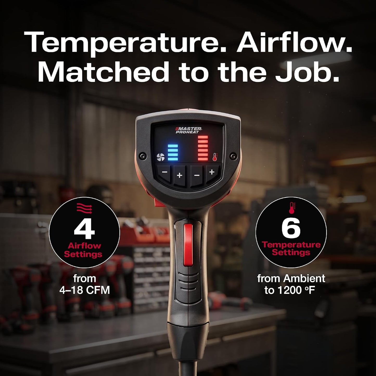 Master Appliance Proheat PH-1200A Electric Heat Gun - Quick Touch & Adjustable Temperature Heat Gun, Compact & Lightweight Variable Temperature Heat Gun Kit for Industrial Crafting Tools & Equipment