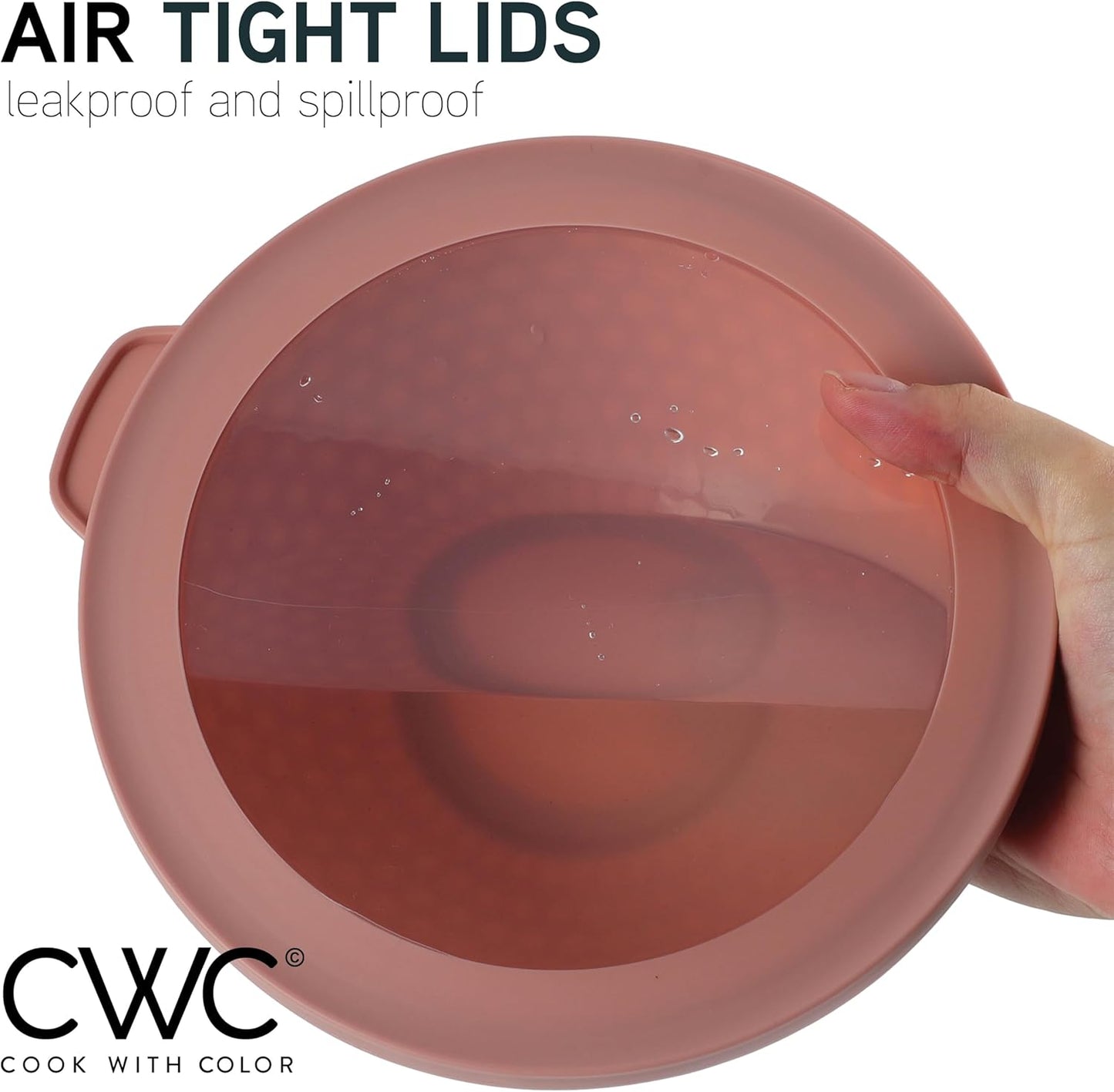 COOK WITH COLOR Mixing Bowls with TPR Lids - 12 Piece Plastic Nesting Bowls Set Includes 6 Prep Bowls and 6 Lids, Microwave Safe Mixing Bowl Set (Green)