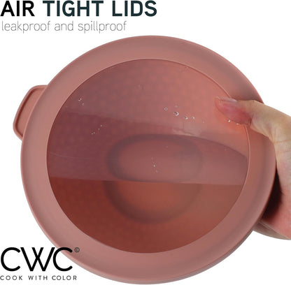 COOK WITH COLOR Mixing Bowls with TPR Lids - 12 Piece Plastic Nesting Bowls Set Includes 6 Prep Bowls and 6 Lids, Microwave Safe Mixing Bowl Set (Green)