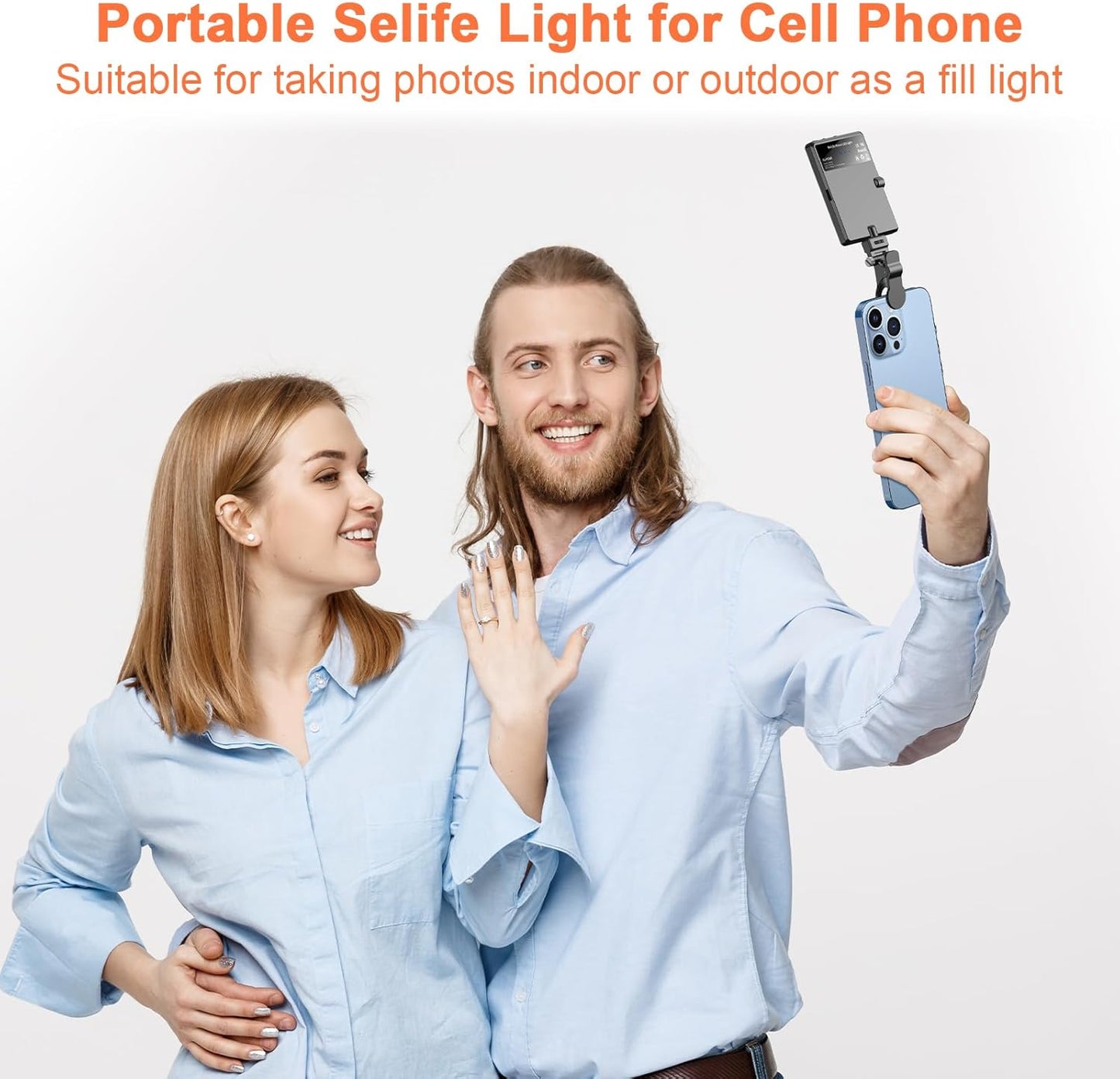 TONEOF Portable Selfie Light,Rechargable 60 LED Phone Light with Clip & Double 1/4" Screw Hole,2500k-9000K Dimmable Camera Light for iPhone,Android,Laptop,Tablet,Selfie/Video Conference