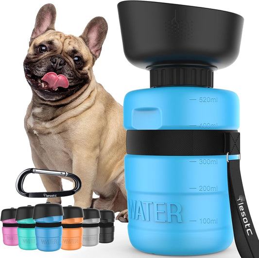 Portable Dog Water Bottle – Foldable Leak-Proof Pet Travel Dispenser with Built-In Bowl, Lightweight Outdoor Hiking and Travel Accessory for Small and Medium Dogs